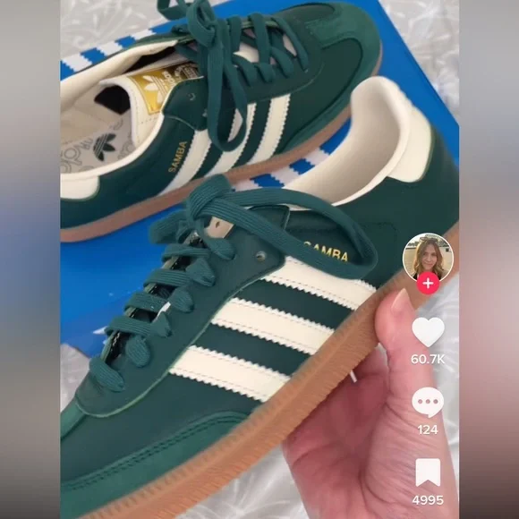 NWT Adidas Samba OG W Collegiate Green Cream White Sneakers Size Women’s 8 - Picture 2 of 16